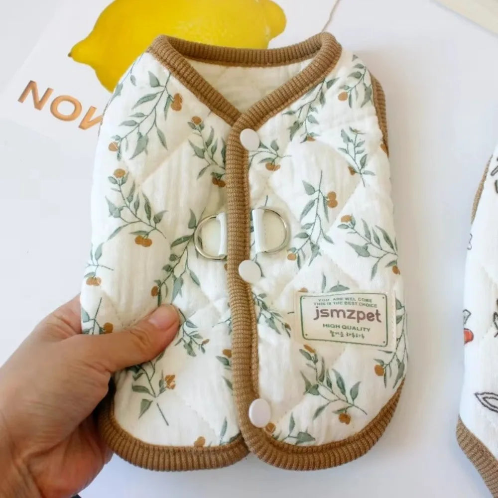 Fashion Cute Rabbit Printed Pet Dog Clothes with Velvet Jacket Pet Supplies Teddy Bear Coat Winter Warm Puppy Clothes Vest Gift