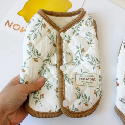 Fashion Cute Rabbit Printed Pet Dog Clothes with Velvet Jacket Pet Supplies Teddy Bear Coat Winter Warm Puppy Clothes Vest Gift