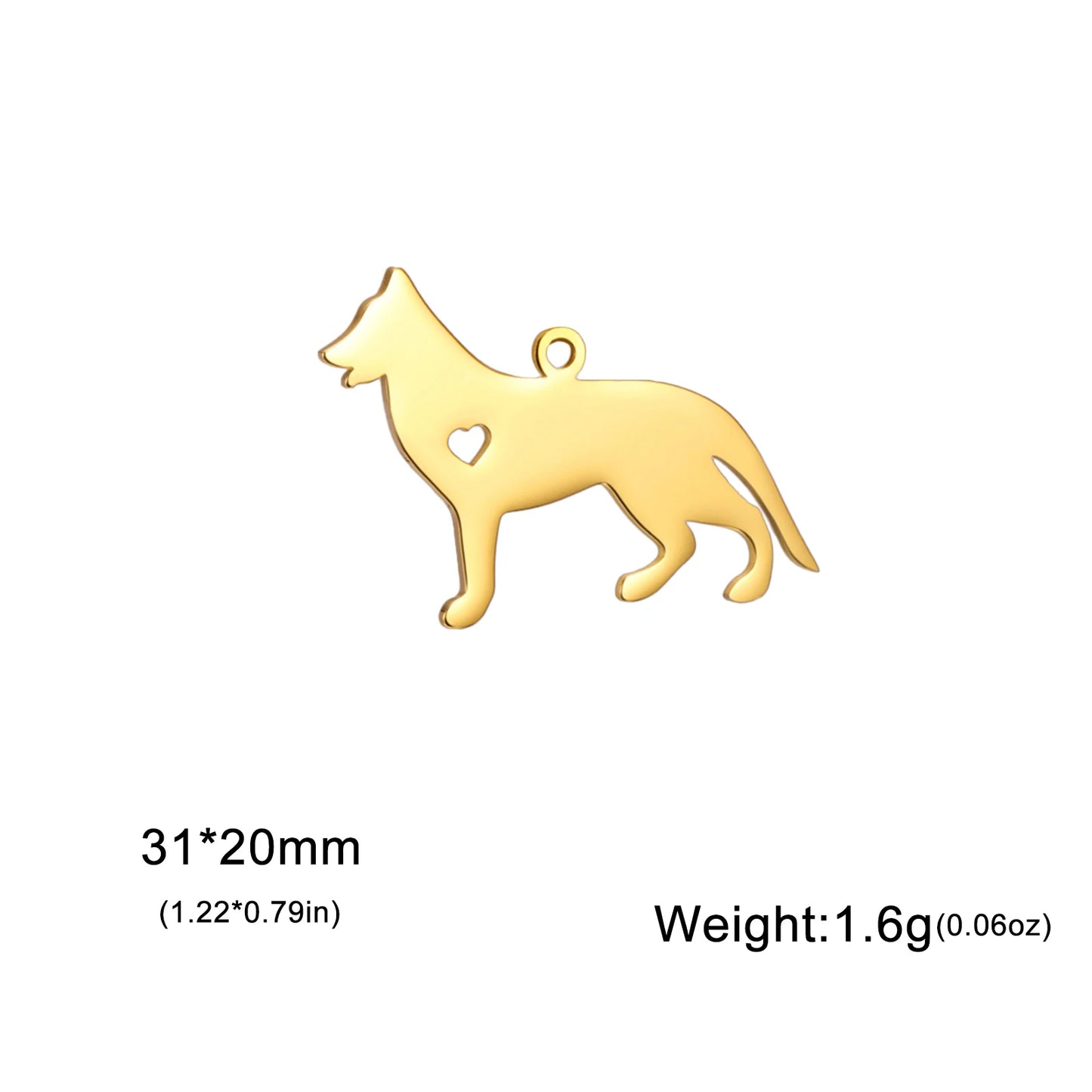5 pieces/batch Cute Sausage Dog Wolf Pendant Stainless Steel DIY Earrings Bracelet Jewelry Fashion Jewelry Making