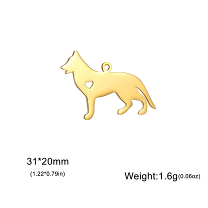 5 pieces/batch Cute Sausage Dog Wolf Pendant Stainless Steel DIY Earrings Bracelet Jewelry Fashion Jewelry Making