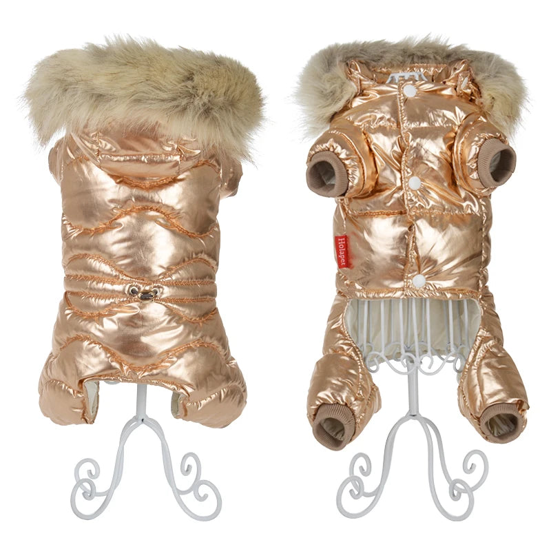 Winter Warm Dog Overalls Waterproof Removable Hooded Jacket Puppy Chihuahua Jumpsuits French Bulldog Coat Pet Clothing Costume