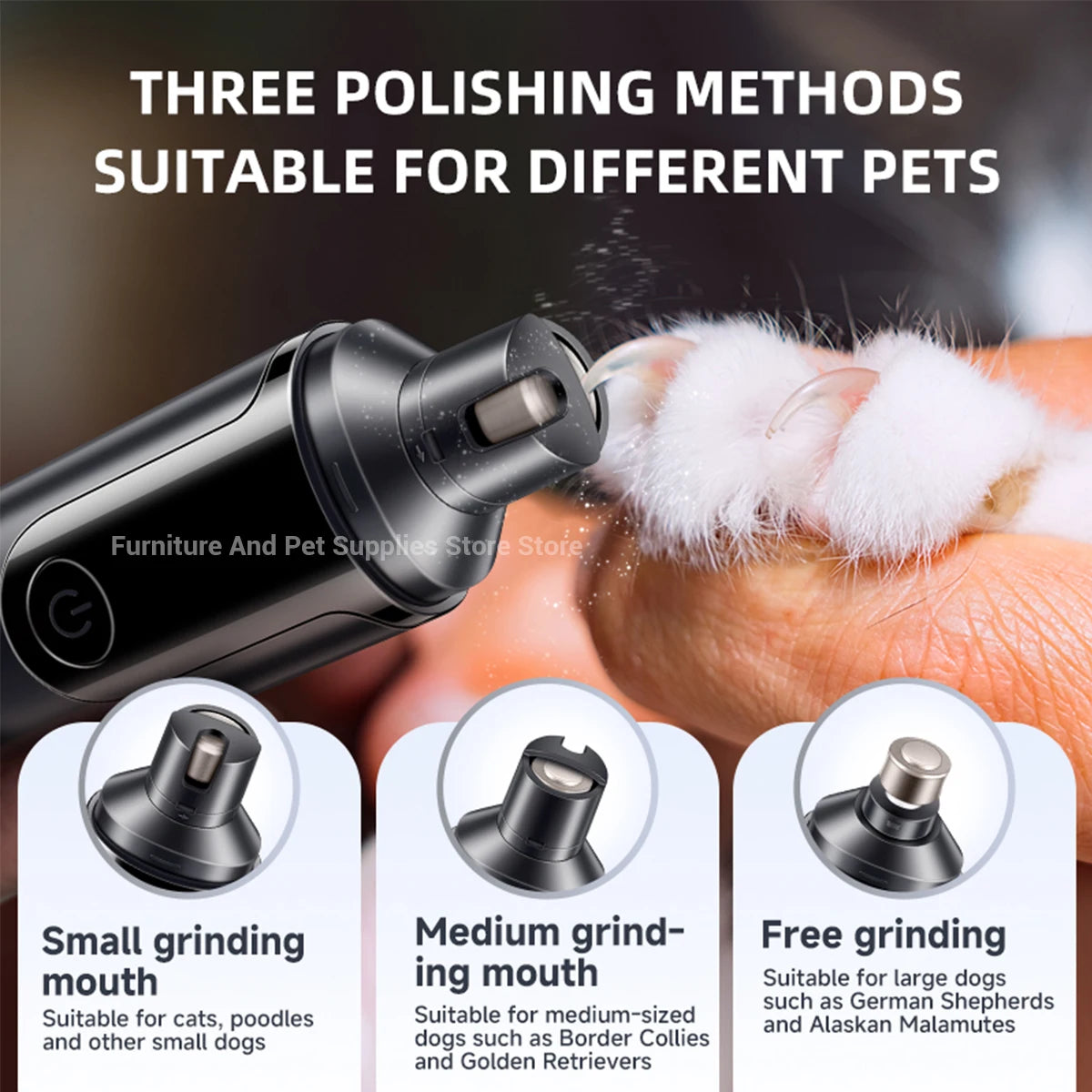 Electric Dog Nail Grinder Pet Nail Clipper USB Rechargeable Pet Nail Trimmers Painless with Polisher Wheel for Small/Large Pets