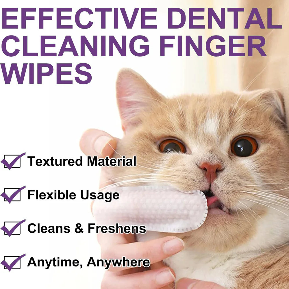 Teeth Cleaning Wipes for Dogs & Cats, Reduces Plaque & Freshens Breath Finger Wipes, Disposable Gentle Cleaning & Gum Care Pet W