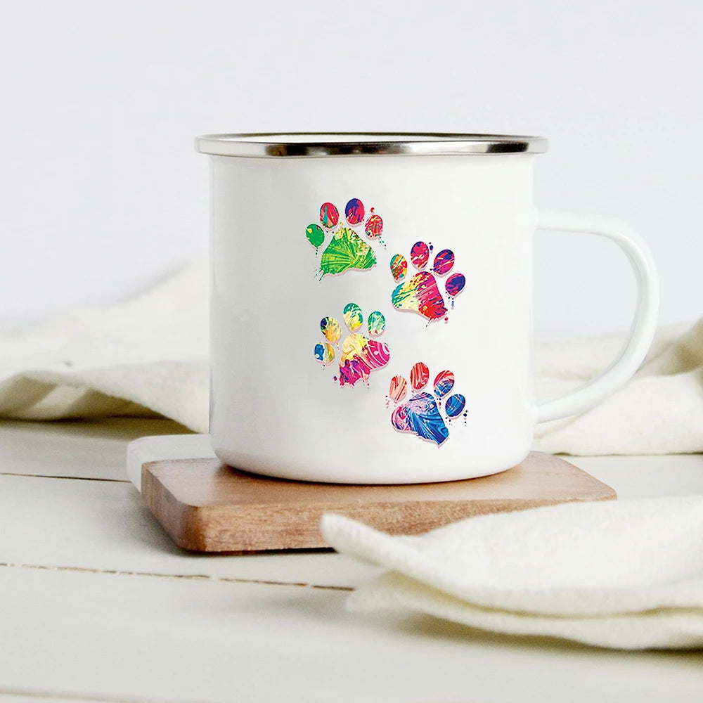 Funny Dachshund Print Creative Enamel Mug Coffee Wine Mugs Cartoon Dogs Paw Party Drink Beer Juice Milk Cups Gifts for Lover Dog