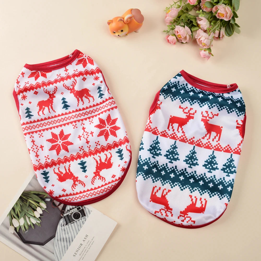 the DEER DREAMS SOFT PET VEST - Cozy Puppy Clothes, Christmas Holiday Soft Pet Vest for Small/Medium Dogs/Cats, Breathable Deer Print Costumes, Yorkshire, Chihuahua