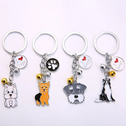 New Popular Cute Metal Dog Key Chain Car For Women Pendant Pet Dog Bell Keychains Jewelry Car Key Ring Party Gift K5222