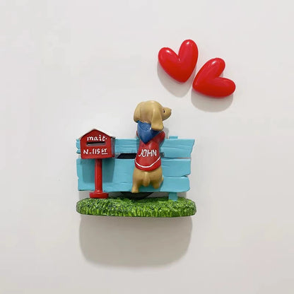 3D Fridge Magnet Puppy Cartoon Cat and Dog Refrigerator Stickers  Anti-theft Entrance Door Decorative Magnetic Creative Message