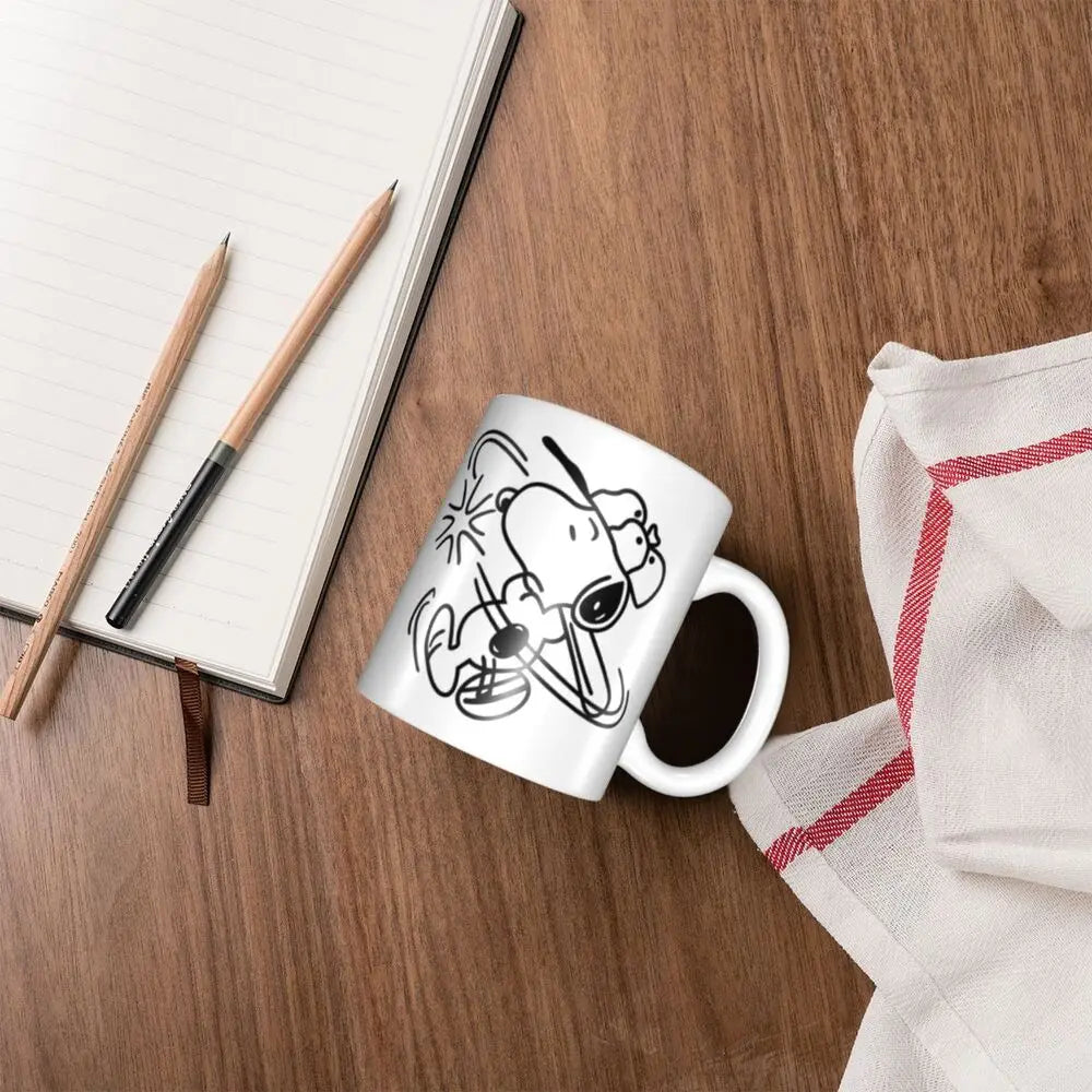 Manga Snoopy Woodstock Cartoon Dog Coffee Mug DIY Customized Ceramic Tea Milk Mug