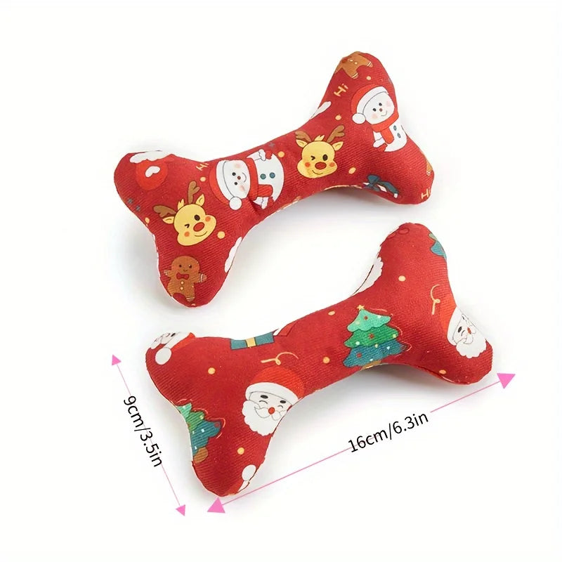 the MERRY MUNCH CHEW DUO - 2 Christmas Dog Chew Toys - Festive Teeth Toys Designed with Santa Claus, Reindeer, and Christmas Tree Motifs - Healthy Teeth