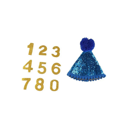 Decorative Pet Birthday Set Polyester Adjustable Dog Sequins Hat Blue Cat Birthday Hat Bow Tie Birthday Party