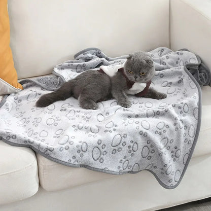 Dog Bed Mat Blanket Soft Fluffy Pet Sleeping Blanket Cute Paws Pattern Pet Travel Mat Warm Comfortable Blankets for Cat Dogs