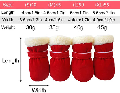 the SNOW DOG SLIPPERS - 4PCS Winter Waterproof Warm Non-Slip Snow Boots for Small Breeds Dogs, Puppy Outdoor Walking Dog Socks, Bootie Pet Paw Care