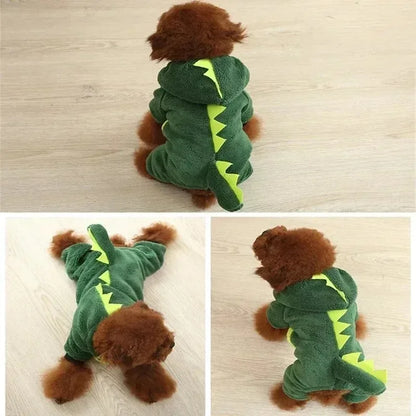 Pet Dog Clothes Dinosaur Shape Warm Fleece Jumpsuits for Small Medium Dogs Puppy Hoodies Chihuahua Yorkshire Costume Coats