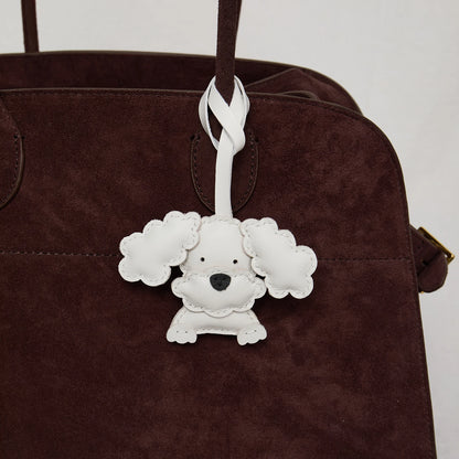 Sheepskin Handmade Real Leather Cute Teddy Dog Bag Charm KeyChain Gift Cute Decoration For Bags Exquisite Charm Bag Accessories