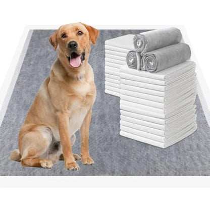 the ABSORBENT DOG PADS - 100/50/40/20PCS Absorbent Dogs Diapers, Disposable Puppy Training Pee Pads, Quick Dry Bamboo Charcoal Surface Mat, Clean Cushion