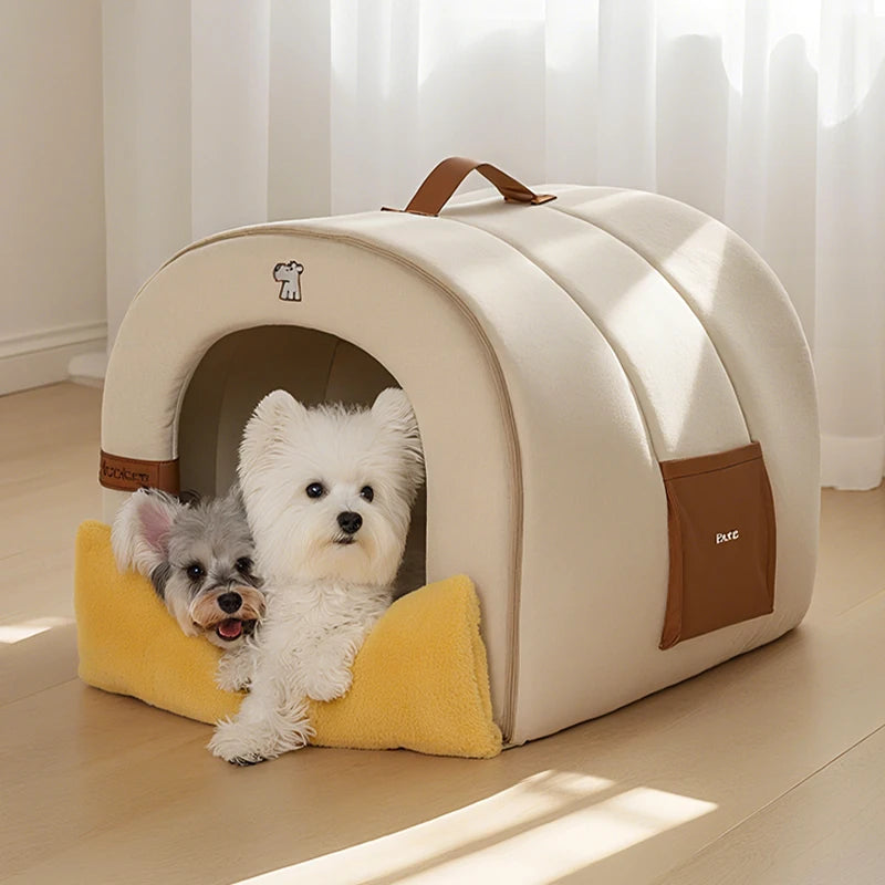 HOOPET Enclosed Dog Bed for Anxiety, Self Warming Calming Pet Tent with Removable Plush Mat, Washable Large Indoor House