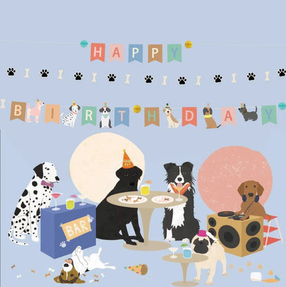 Dog Birthday Party Supplies Banner Flags Pet Dog Cupcake Toppers Dog Face Cake Toppers Puppy Theme Birthday Party Balloon Decor