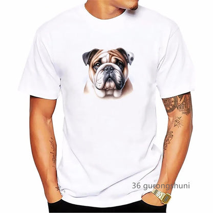 the BRITISH BULLDOG - British Bulldog Dog Animal Printed T-Shirt, Summer Fashion Short Sleeve T-Shirt