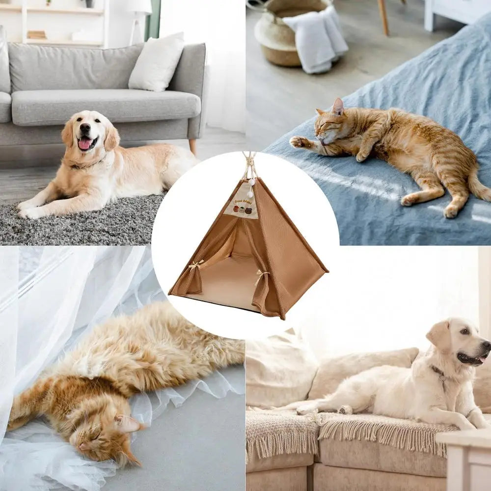 the GOOD BUDDY TEEPEE - Portable Pet Playpen, Breathable Mesh Foldable Dog Tent, Stable Structure Pet Teepee, Machine Washable Portable Indoor Doghouse
