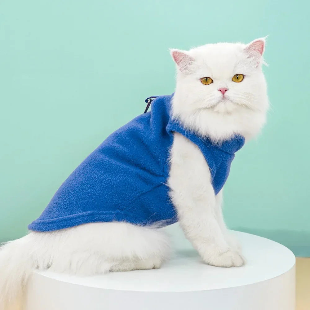 Pet Fleece Vest with Soft and Warm Fleece Sleeveless Design Unconstrained Forelimbs Autumn and Winter Warm Pet Clothing