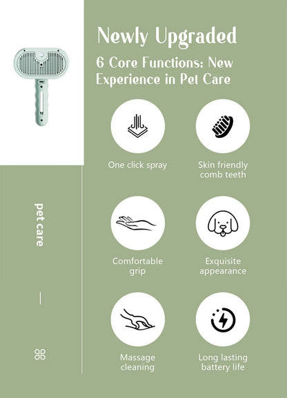 Dog Steam Comb Pet Massage Brush USB Charging Safe Round Head Soft Teeth Spray Hair Removal Comb Universal for Cats Dogs