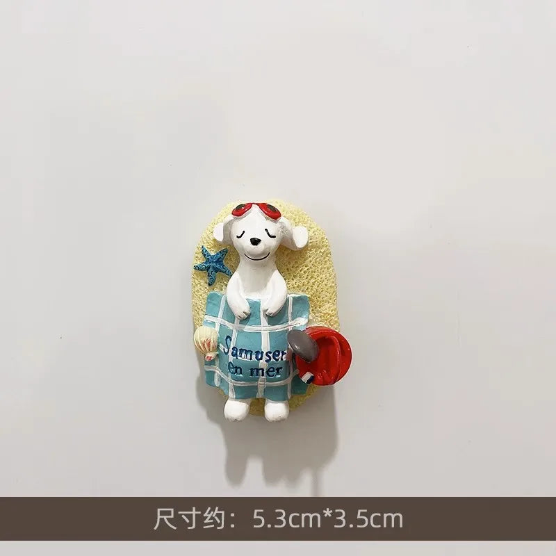 3D Fridge Magnet Puppy Cartoon Cat and Dog Refrigerator Stickers  Anti-theft Entrance Door Decorative Magnetic Creative Message