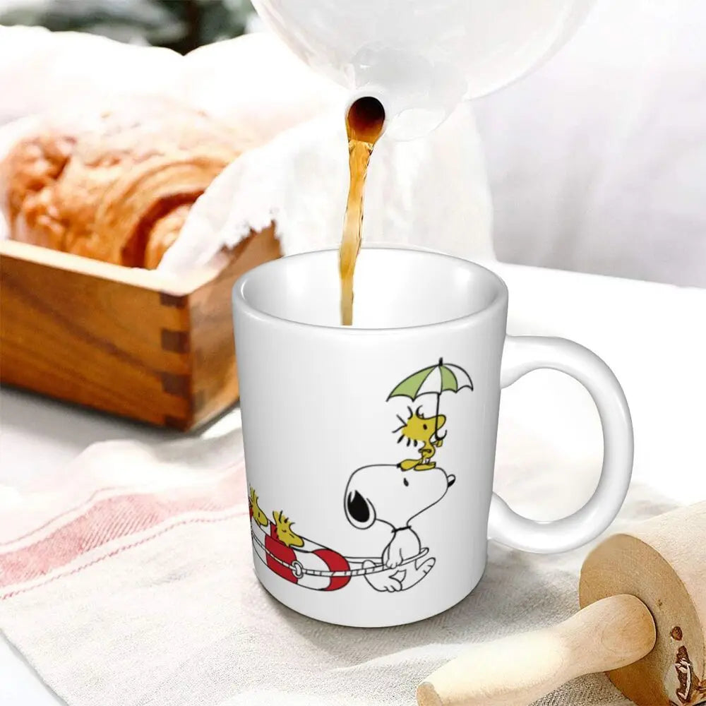 Manga Snoopy Woodstock Cartoon Dog Coffee Mug DIY Customized Ceramic Tea Milk Mug