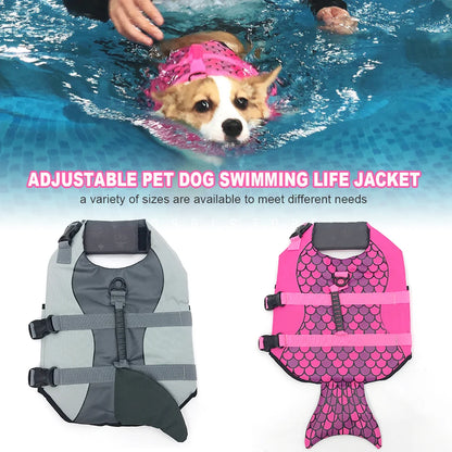 Dog Life Jacket Pet Safety Clothes Swimming Vest Harness Preserver Summer Mermaid Shark Style