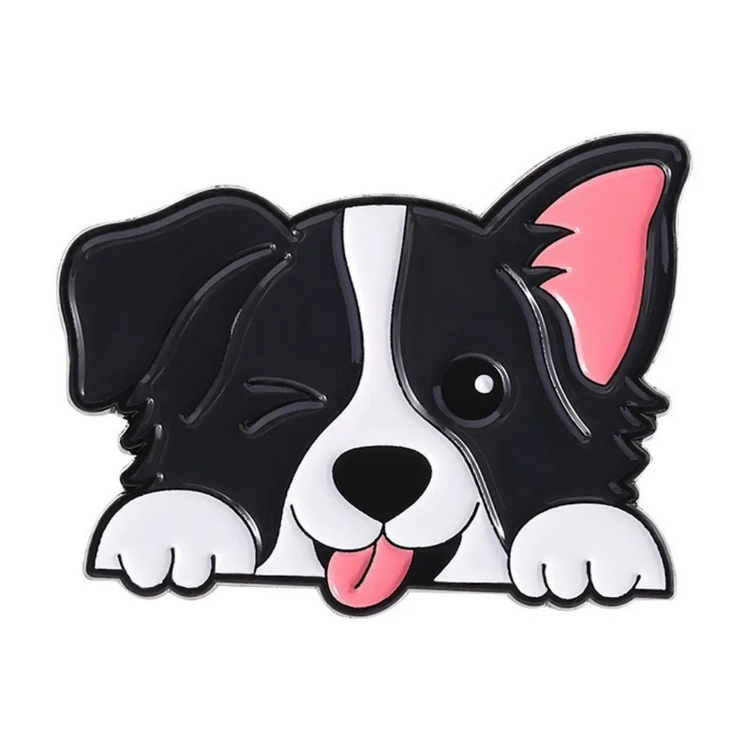 Cartoon Pet Enamel Pin Cute Golden Retriever Border Collie Dog Animal Brooch Backpack Jacket Lapel Badge Jewelry Gift For Friend