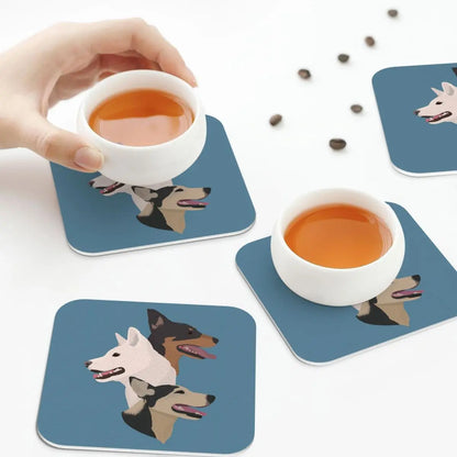 Family Of Dogs Coasters Kitchen Placemats Non-slip Insulation Cup Coffee Mats For Decor Home Tableware Pads Set of 4