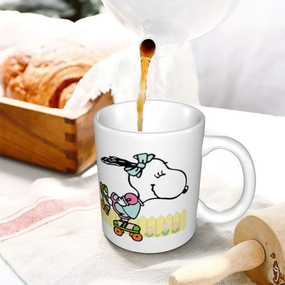 Manga Snoopy Woodstock Cartoon Dog Coffee Mug DIY Customized Ceramic Tea Milk Mug