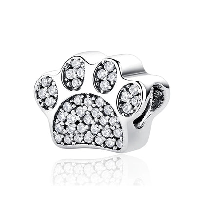 Original 925 Sterling Silver Charms Love Pets Dog Cat Paw Print Pendant Beads Fit Brand Bracelets Necklaces Women DIY Jewelry