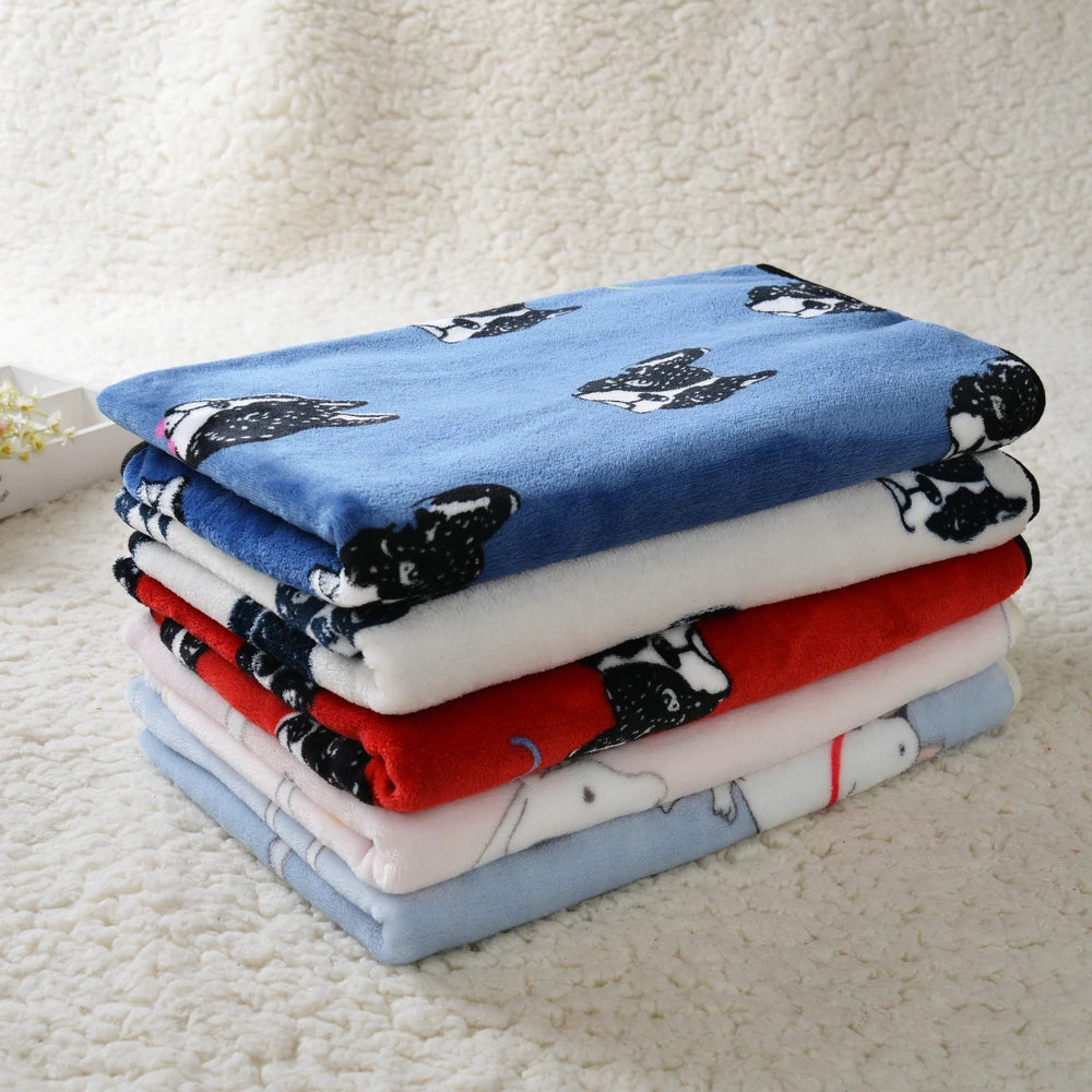 Dog Bed Mat for Small Medium Dogs Cats Autumn Winter Cozy Fleece Puppy Print Blanket Bulldog French Chihuahua Pet Accessories