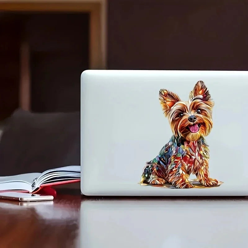 15cm Colorful Yorkshire Terrier Puppy Car Stickers Vinyl Waterproof Scratch-Resistant Decals for Cars, Trucks, Motorcycles