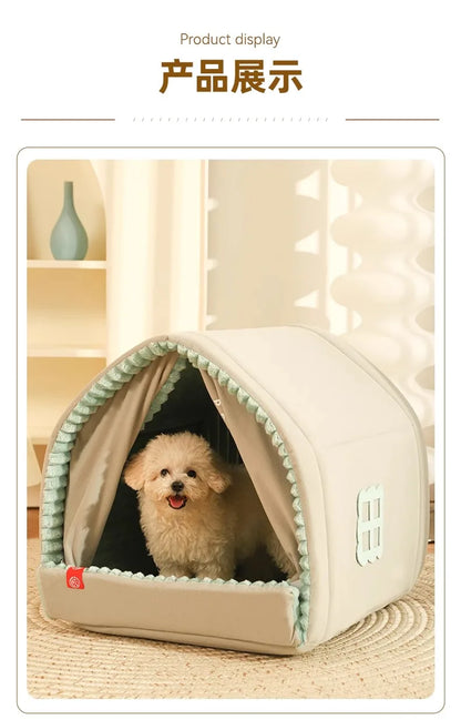 Winter Warm Small Dog House Closed Pet Winter Kennel House Cat Nest Four Seasons Universal