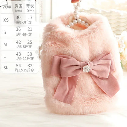 the PRINCESS PUPPY - Dog/Cat Princess Cotton Clothes, Elegant Luxury Fur Winter Overcoat for Small Dog/Cat, Clothes Bowknot Chihuahua