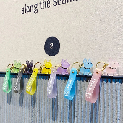 Punk French Bulldog Keychain PU Leather Dog Keychains Fashion for Women Bag Pendant Jewelry Trinket Men's Car Key Ring Key Chain