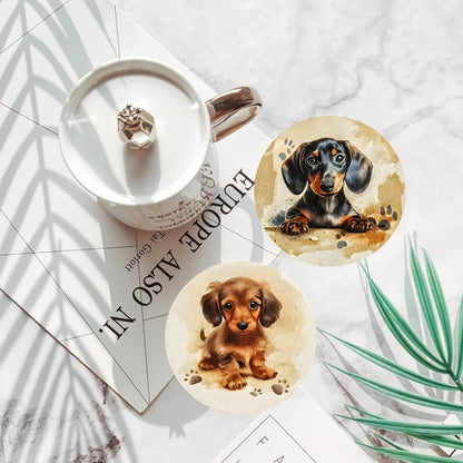 6/8pcs 2D single-sided dog pattern heat resistant non-slip round wooden coaster perfect family afternoon tea coffee shop Gifts