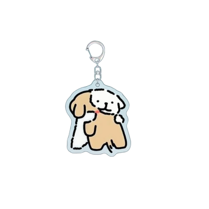Cartoon Little White Dog Key Chain Cute Acrylic Maltese Dog Bag Pendant Micro Landscape Decoration Key Ring Jewelry Wholesale