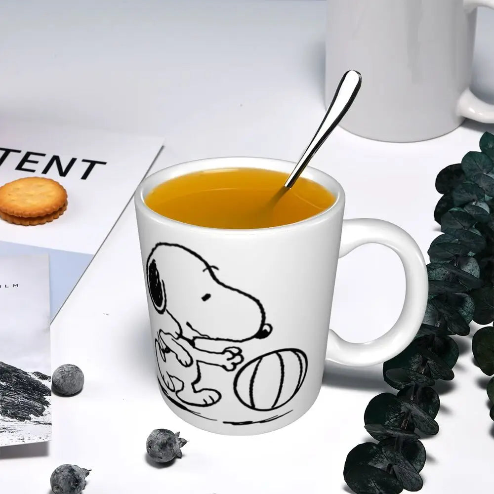 Manga Snoopy Woodstock Cartoon Dog Coffee Mug DIY Customized Ceramic Tea Milk Mug