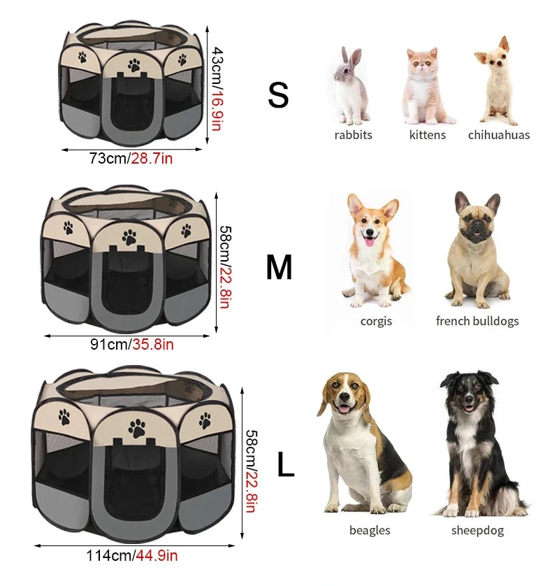 Folding Pet Tent Dog House Camping Accessories Pet Cage Octagonal Cage Fence Outdoor Playpen Puppy Shelter