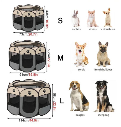 Folding Pet Tent Dog House Camping Accessories Pet Cage Octagonal Cage Fence Outdoor Playpen Puppy Shelter