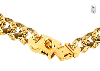 the ALPHALUX STEEL COLLAR - 32mm Gold Dog Collar - Stainless Steel Metal - Pet Choker Lead for Medium/Large Dogs, Pet Accessories, Labrador, Rottweiler