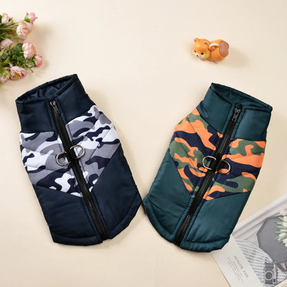 Warm Dog Clothes For Small Medium Dogs Outdoor Windproof Waterproof With Zipper Pet Camouflage Jacket French Bulldog Outfits