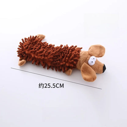 Chew Resistant Plush Pet Toys Stress Relieving Mop Plush Frogs Hippopotamus Teeth Grinding Dog Toys