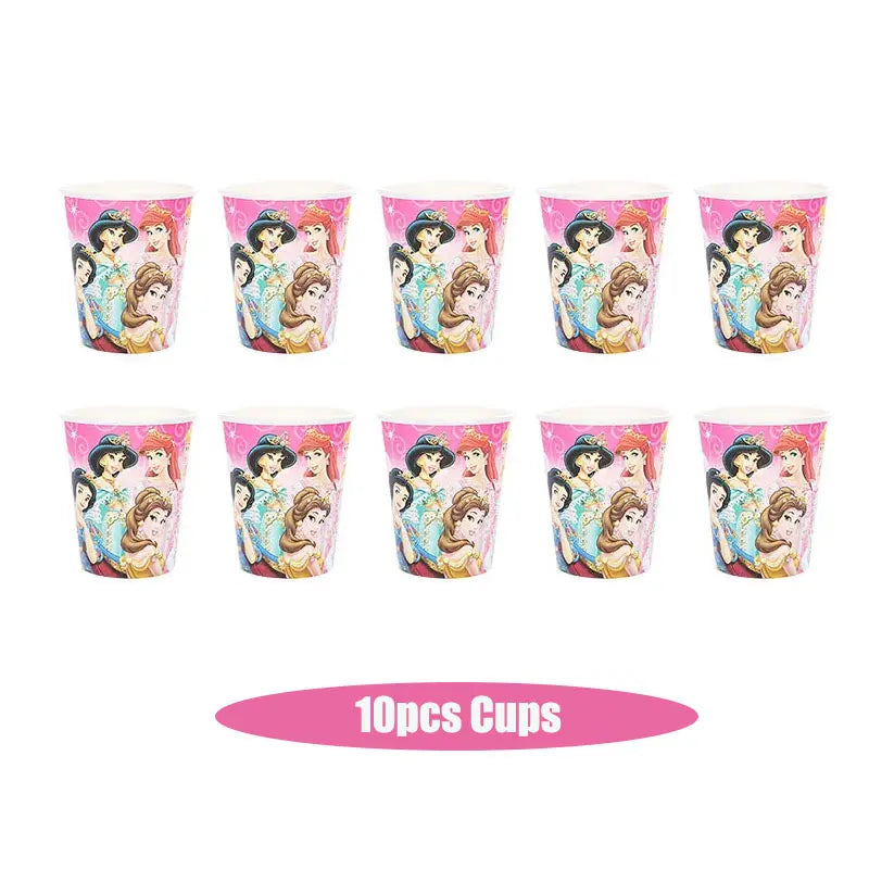 Disney Princess Birthday Decoration Tableware Paper Cups Plates Balloons Tablecloth Backdrop Banner Party Supplies For Baby Kids