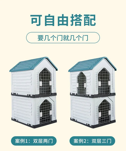 Double-decker kennel outdoor four-season dog house autumn and winter rainproof dog house outdoor stray cat nest dog cage villa