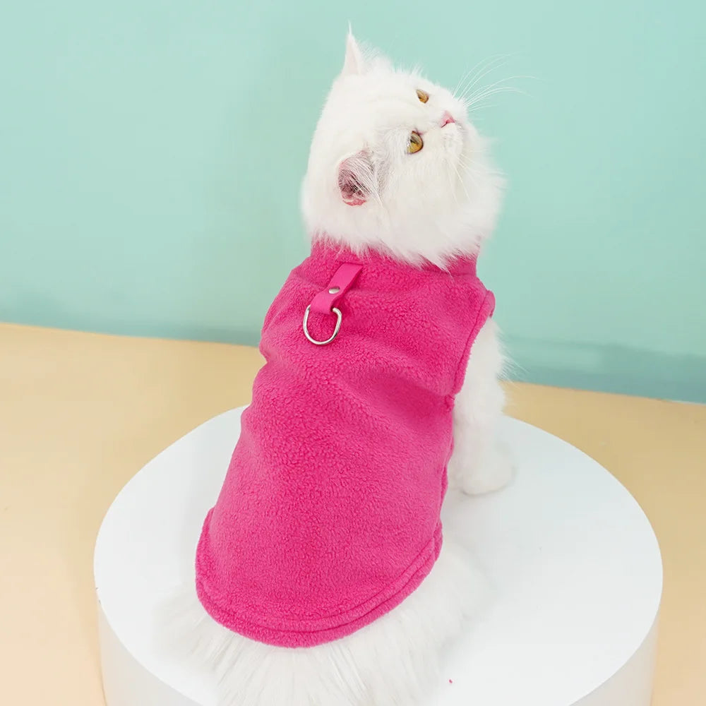 Pet Fleece Vest with Soft and Warm Fleece Sleeveless Design Unconstrained Forelimbs Autumn and Winter Warm Pet Clothing