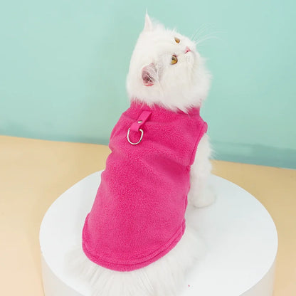 Pet Fleece Vest with Soft and Warm Fleece Sleeveless Design Unconstrained Forelimbs Autumn and Winter Warm Pet Clothing