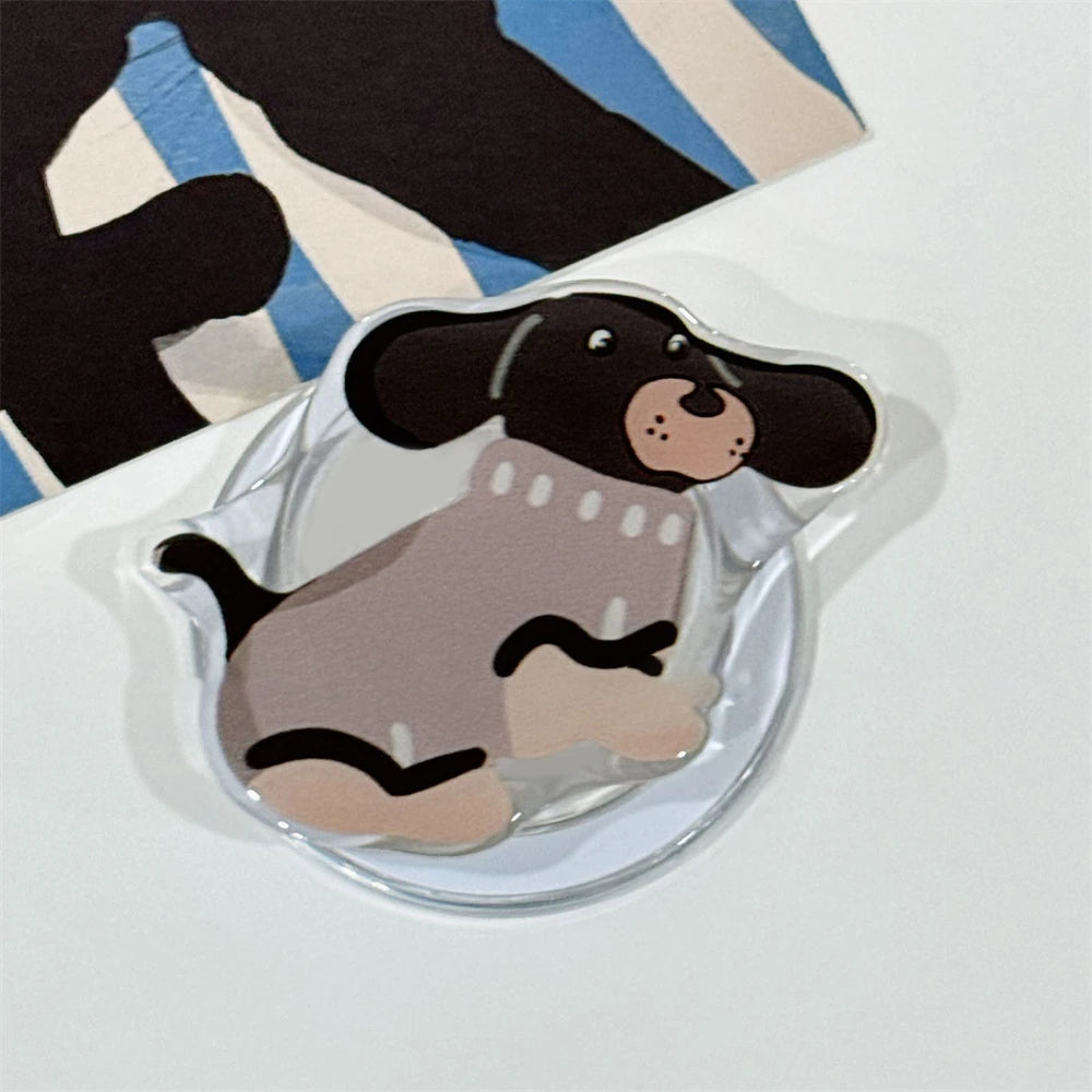 Cute Dachshund Dog Magnetic Holder Grip Tok Griptok Phone Stand Holder Support For iPhone For Pad Magsafe Smart Tok